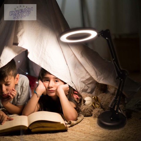 Lampka na biurko biurkowa LED z lupą szło powiększające obrotowy wysięgnik 2 sposoby mocowania
