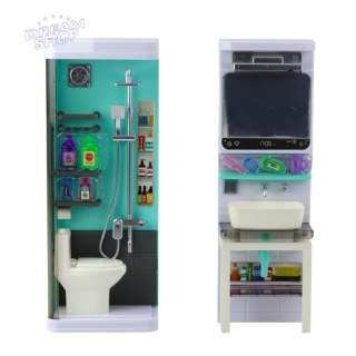 Łazienka Zabawkowa Prysznic Zlew Toaleta Światła Dźwięki Akcesoria