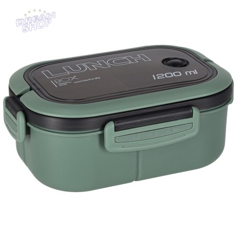 Lunch box śniadaniówka pudełko śniadaniowe z przegródkami dzielone 1200ml zielone
