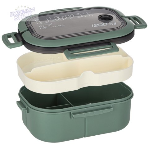Lunch box śniadaniówka pudełko śniadaniowe z przegródkami dzielone 1200ml zielone