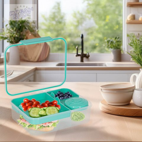 Lunch box śniadaniówka pudełko śniadaniowe z przegródkami dzielone 2200ml miętowe