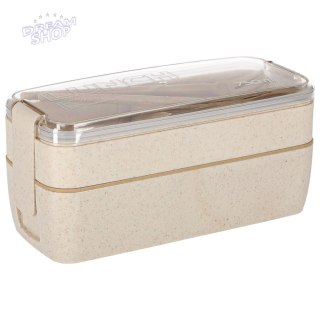 Lunch box śniadaniówka pudełko śniadaniowe z przegródkami dzielone 750ml beżowe