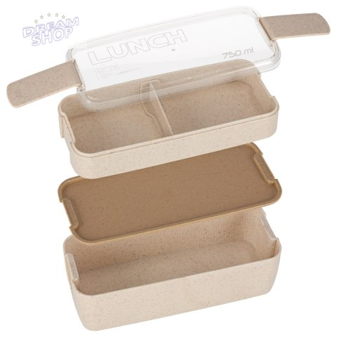 Lunch box śniadaniówka pudełko śniadaniowe z przegródkami dzielone 750ml beżowe