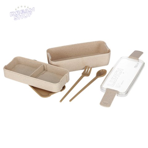 Lunch box śniadaniówka pudełko śniadaniowe z przegródkami dzielone 750ml beżowe