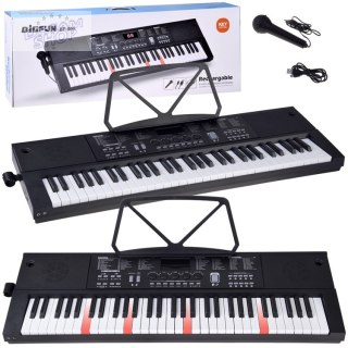 Organy KEYBOARD KLASYCZNY 61-klawiszy w dotyku jak drewno + mikrofon IN0184