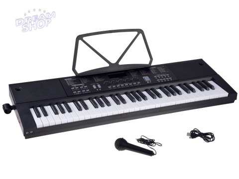 Organy KEYBOARD KLASYCZNY 61-klawiszy w dotyku jak drewno + mikrofon IN0184