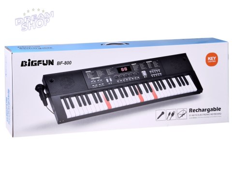 Organy KEYBOARD KLASYCZNY 61-klawiszy w dotyku jak drewno + mikrofon IN0184