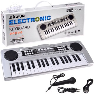 Organy mini KEYBOARD 37-klawiszy + mikrofon SREBRNY IN0183