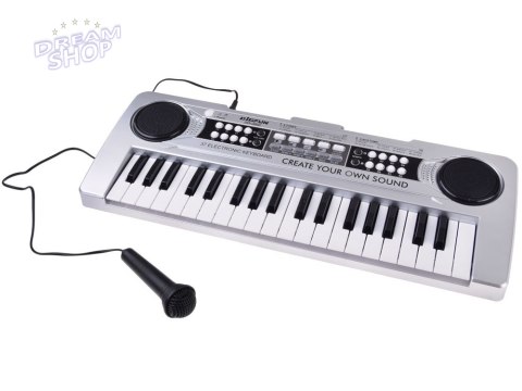 Organy mini KEYBOARD 37-klawiszy + mikrofon SREBRNY IN0183