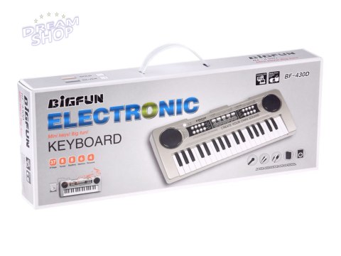 Organy mini KEYBOARD 37-klawiszy + mikrofon SREBRNY IN0183