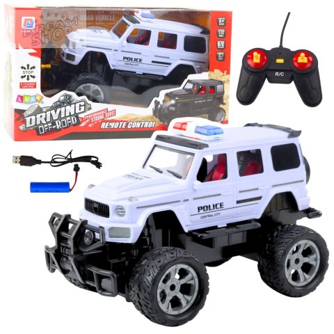 Samochód Terenowy Policyjny Zdalnie Sterowany RC Biały 1:12