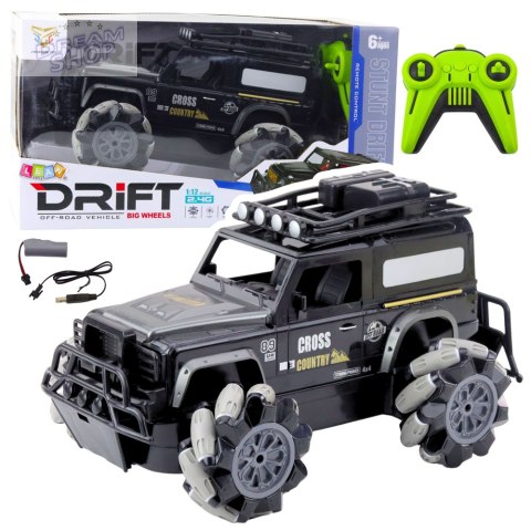 Samochód Terenowy Zdalnie Sterowany RC Obrót O 360° 1:12 Czarny