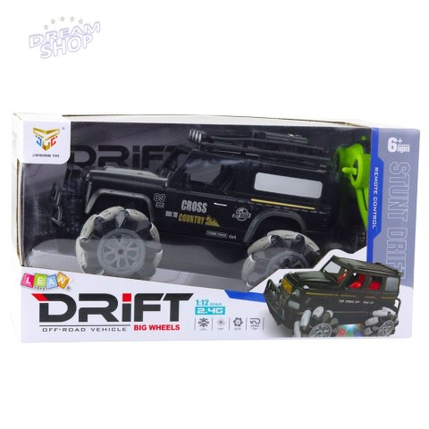 Samochód Terenowy Zdalnie Sterowany RC Obrót O 360° 1:12 Czarny