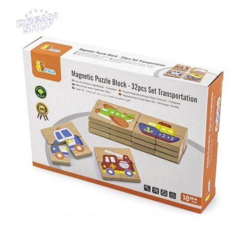 Układanka drewniana puzzle magnetyczne - pojazdy - Viga Toys