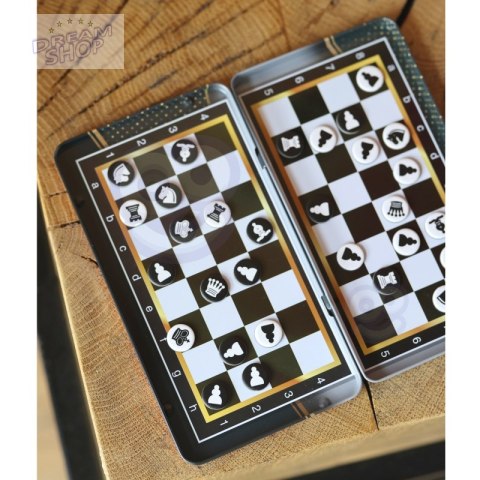 WOOPIE IQ Gra Szachy Warcaby Magnetyczne 2w1 Podróżna Kieszonkowa 10 sztuk
