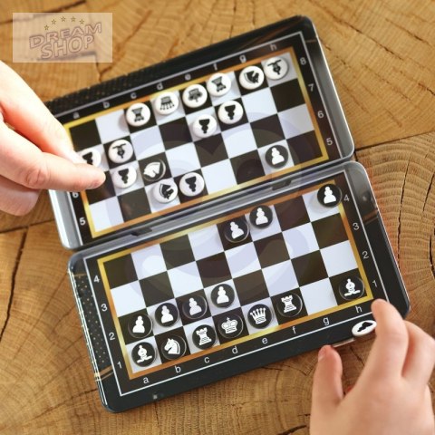WOOPIE IQ Gra Szachy Warcaby Magnetyczne 2w1 Podróżna Kieszonkowa 10 sztuk