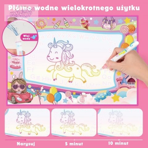 WOOPIE Mata Wodna do Malowania 2w1 XXL 100x70cm Świeci w Ciemności