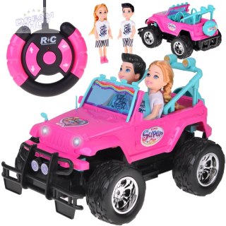 Zdalnie sterowane RÓŻOWE AUTO dla lalek + chłopiec i dziewczynka RC0734