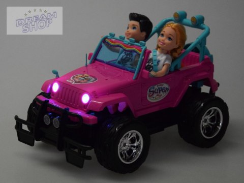 Zdalnie sterowane RÓŻOWE AUTO dla lalek + chłopiec i dziewczynka RC0734