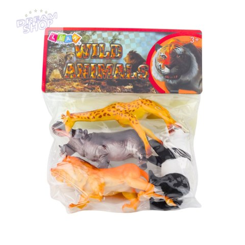 Zestaw Figurki Dzikie Zwierzęta Safari Panda Żyrafa Lew Hipopotam 4 szt.
