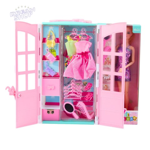 Zestaw Lalka Z Szafą Akcesoria Ubrania Moda Przebieranki Dla Dziewczynek