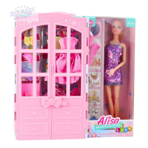 Zestaw Lalka Z Szafą Akcesoria Ubrania Moda Przebieranki Dla Dziewczynek