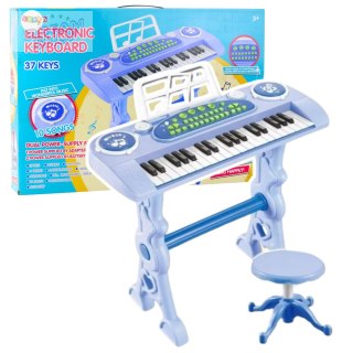 Elektroniczne Pianinko Dla Dzieci Z Mikrofonem 37 Klawiszy Niebieski