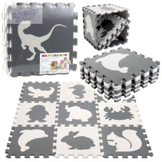 Miękkie Puzzle Mata Edukacyjna Dinozaury Pianka EVA Beżowe Szare 9 el.