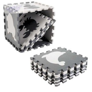 Miękkie Puzzle Mata Edukacyjna Dinozaury Pianka EVA Beżowe Szare 9 el.