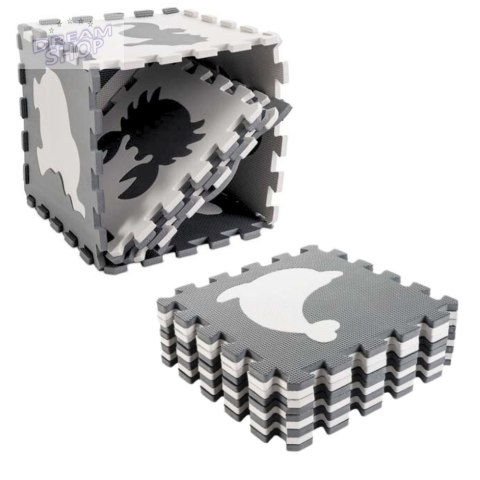 Miękkie Puzzle Mata Edukacyjna Dinozaury Pianka EVA Beżowe Szare 9 el.