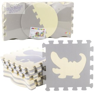 Miękkie Puzzle Mata Edukacyjna Kojec Pianka EVA Beżowe Szare 25 el.