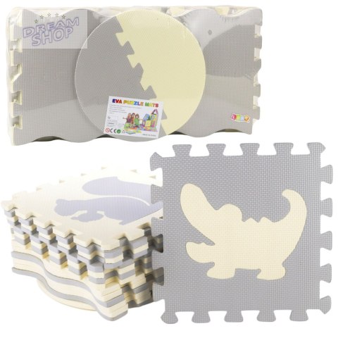 Miękkie Puzzle Mata Edukacyjna Kojec Pianka EVA Beżowe Szare 25 el.