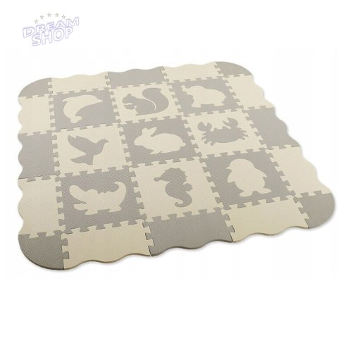 Miękkie Puzzle Mata Edukacyjna Kojec Pianka EVA Beżowe Szare 25 el.
