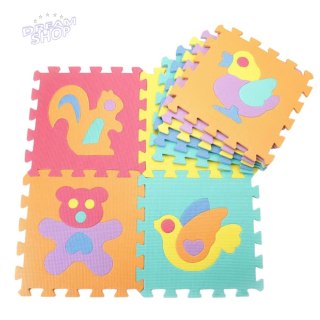 Miękkie Puzzle Mata Edukacyjna Zwierzęta Pianka EVA Kolorowe 9 el.