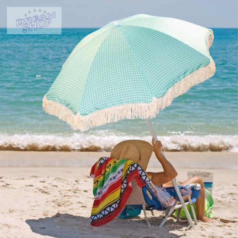 PARASOL PLAŻOWO OGRODOWY Z FRĘDZLAMI 174CM ZIELONY