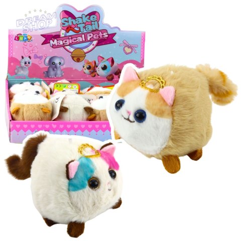 Pluszowy Kotek Maskotka Z Kręcącym Ogonkiem Brązowo-Biały