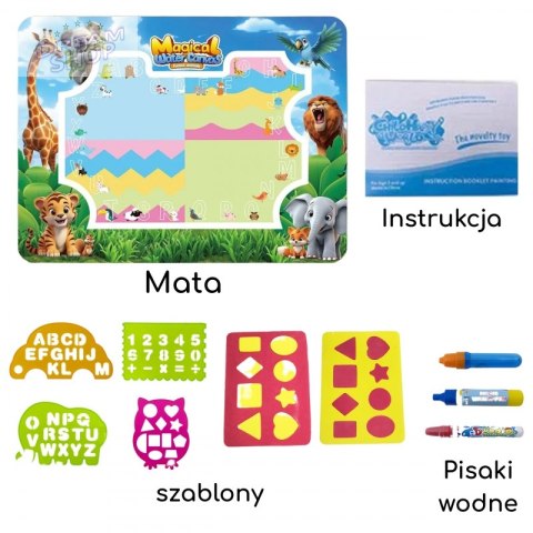 WOOPIE Mata do Malowania Wodą Safari Literki Cyferki
