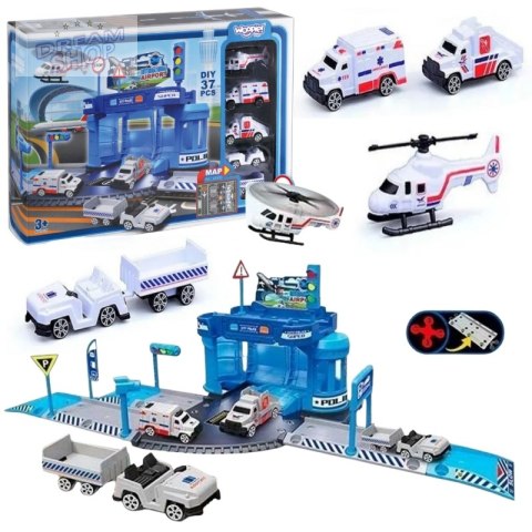 WOOPIE Zestaw Parking z Autami i Lądowiskiem dla Helikoptera 37el.