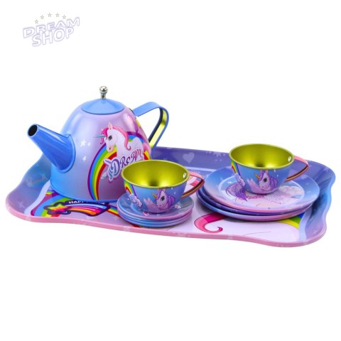 Zestaw Do Herbaty Metalowy Dla Dzieci Filiżanki Czajnik Tacka Jednorożec
