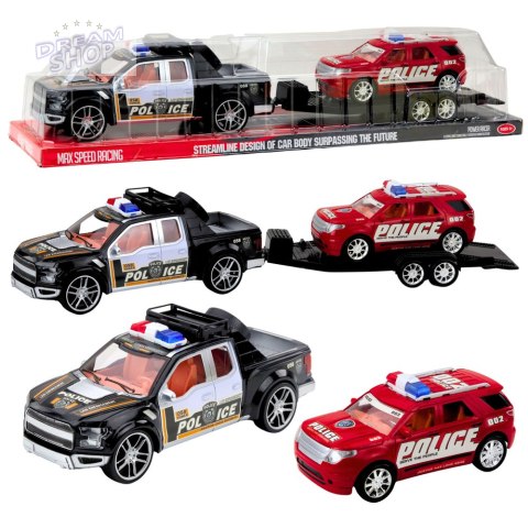 Zestaw Samochód Policyjny Terenowy Z Lawetą i Radiowozem