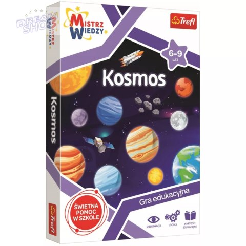 Zestaw Trefl Mistrz Wiedzy Kosmos gra edukacyjna + duży projektor astronauta
