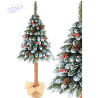 CHOINKA NA PNIU 100CM JODŁA DIAMENTOWA + SZYSZKI + JARZĘBINA