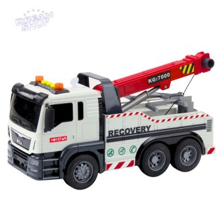 Ciężarówka Budowlana Z Regulowanym Dźwigiem Światła Dźwięki Biała