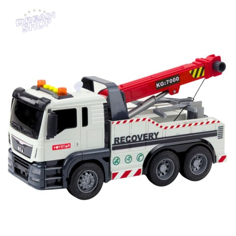 Ciężarówka Budowlana Z Regulowanym Dźwigiem Światła Dźwięki Biała