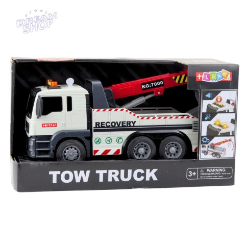 Ciężarówka Budowlana Z Regulowanym Dźwigiem Światła Dźwięki Biała