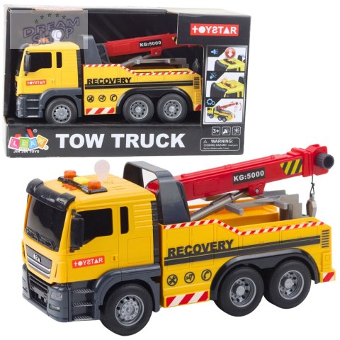 Ciężarówka Budowlana Z Regulowanym Dźwigiem Światła Dźwięki Żółta