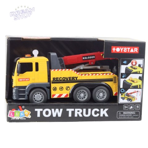 Ciężarówka Budowlana Z Regulowanym Dźwigiem Światła Dźwięki Żółta