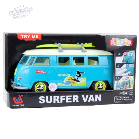 Samochód Surfer Van Bus Deska Surfingowa Światła Dźwięki Turkusowy