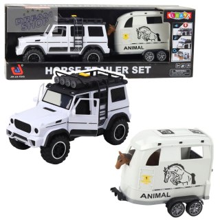 Samochód Terenowy Z Przyczepą Do Przewozu Koni Figurka Światła Dźwięki