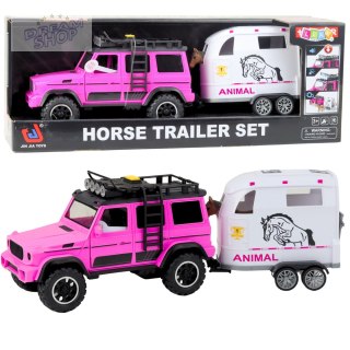 Samochód Terenowy Z Przyczepą Do Przewozu Koni Figurka Światła Dźwięki